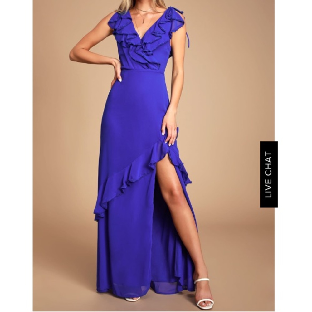 Lulus Royal Blue ruffle gown- size S